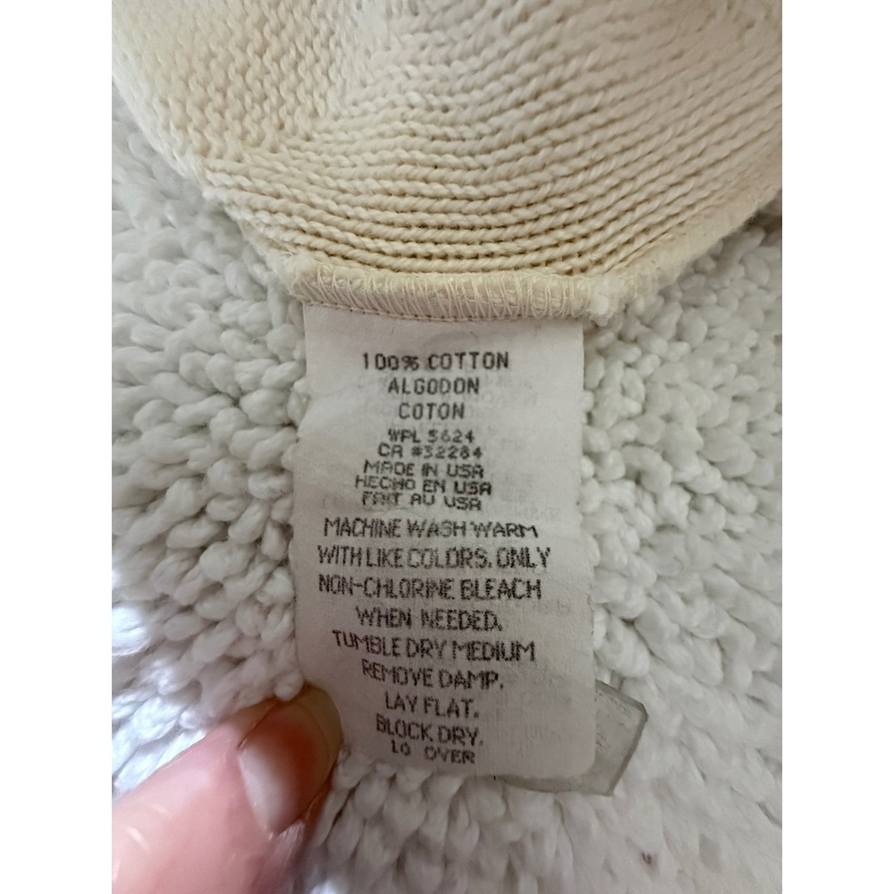 Vintage Carmel Golf Sweater Mens Large Cream White Cotton Knit Diamond Pattern L - Picture 8 of 10